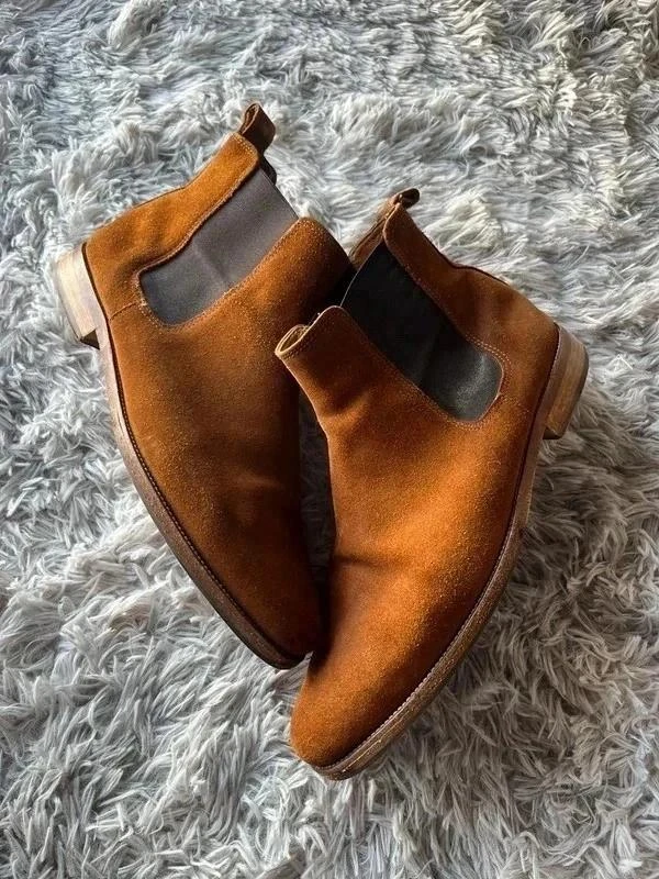 Vintage Bobbies Paris Brown Genuine Leather suede Chelsea boots Size 44EU – photo 14